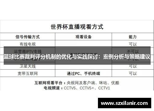 篮球比赛裁判评分机制的优化与实践探讨:案例分析与策略建议